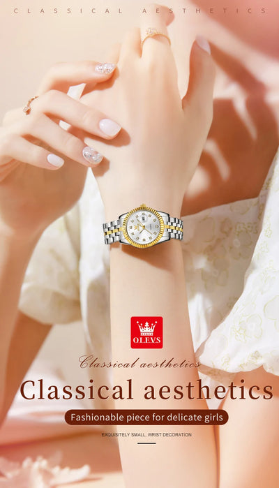 OLEVS 5526 Women's Luxury Diamond Quartz Watch with Automatic Date