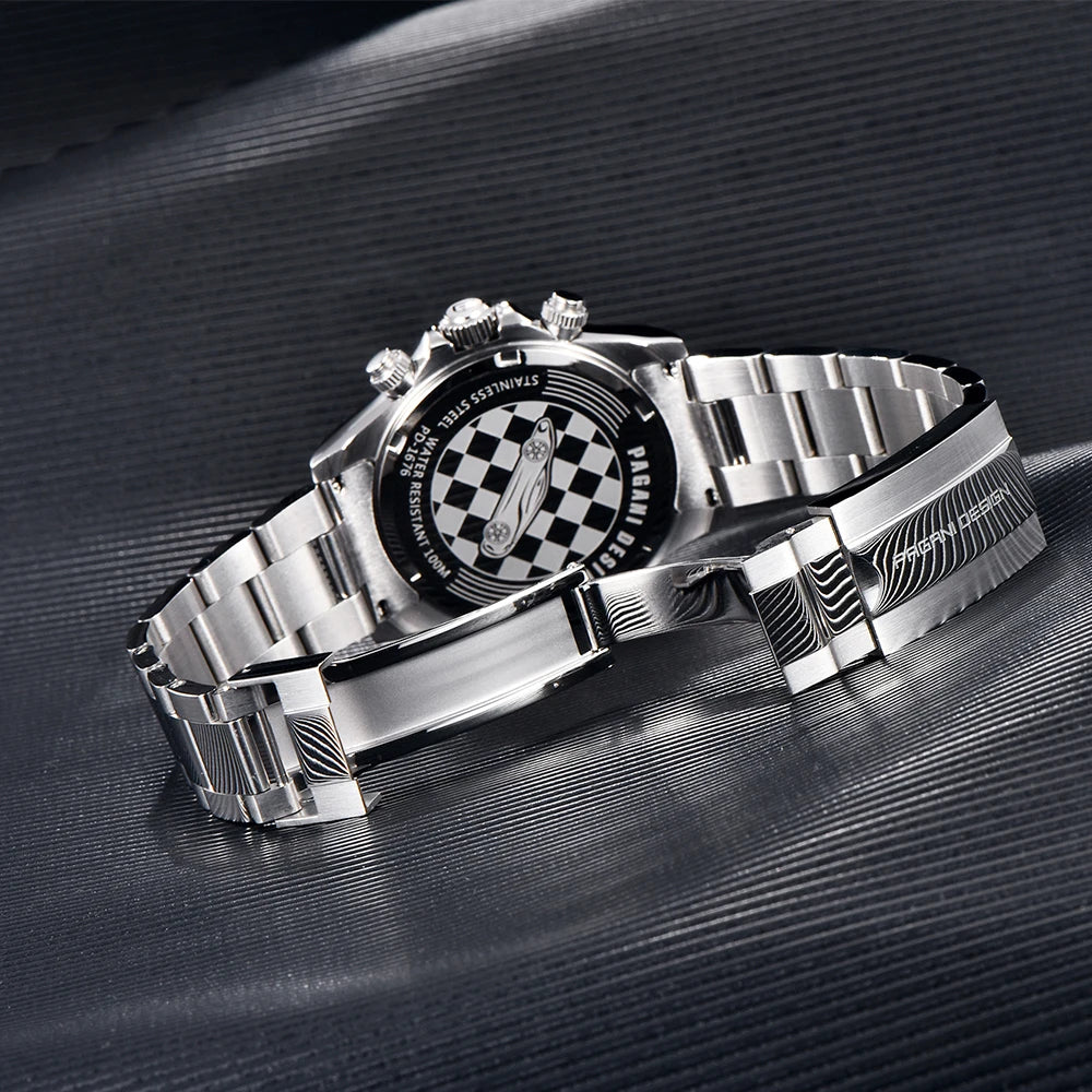 PAGANI DESIGN New Men's Quartz Watch Fashion Ceramic bezel Chronograph 100m Waterproof Men's Stainless Steel Watch