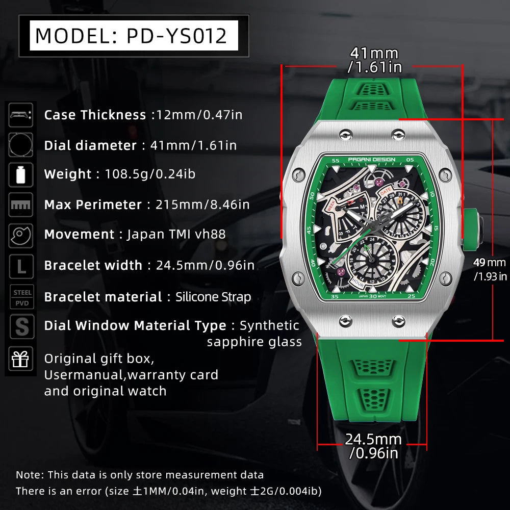 PAGANI DESIGN 2023 New Men‘s Quartz Watch AR Sapphire Glass Stainless Steel Case Sport Waterproof Clock Reloj Hombre Classics