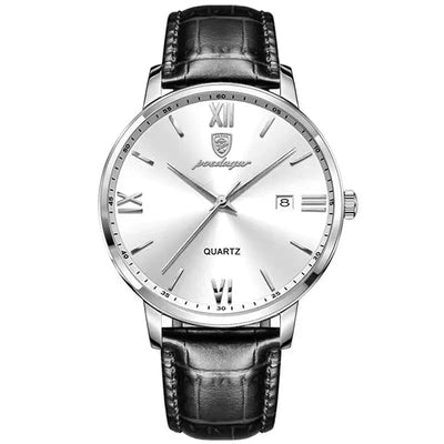 POEDAGAR Casual Wrist Watches For Men Luxury Business Genuine Leather Strap Luminous Quartz Man Watch Brand Top Waterproof 2023