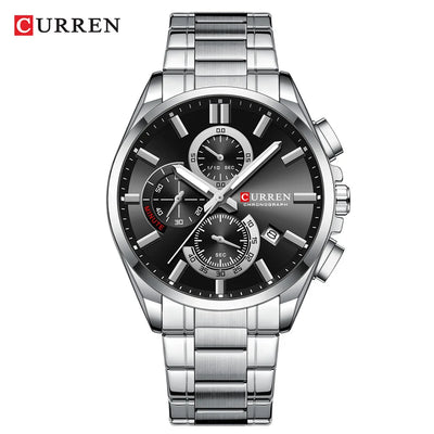 CURREN Men's Watches Top Brand Luxury Watch for Men Original Waterproof Stainless Steel Chronograph Moon Phase Date Rota Dial