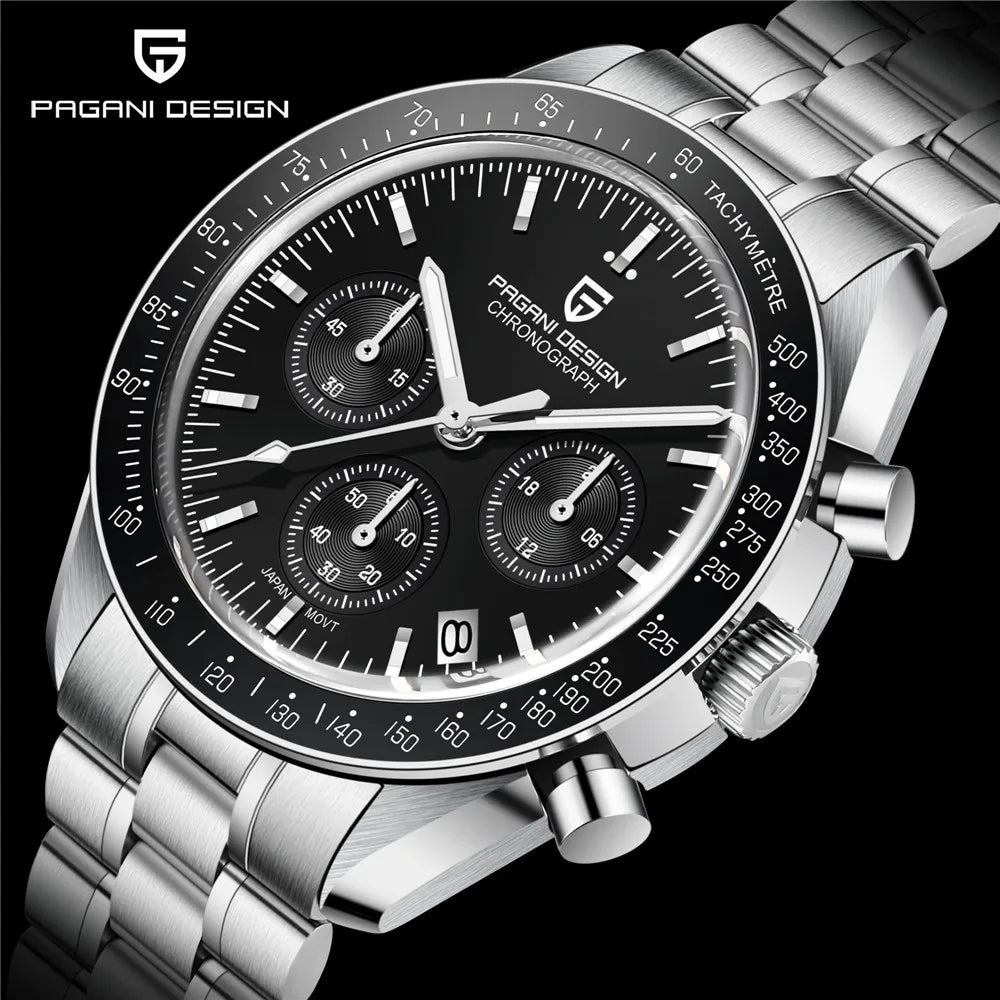 PAGANI DESIGN 1701 New Men's Watches Top Luxury Quartz Watch For Men Auto Date Speed Chronograph AR Sapphire Mirror Wristwatch