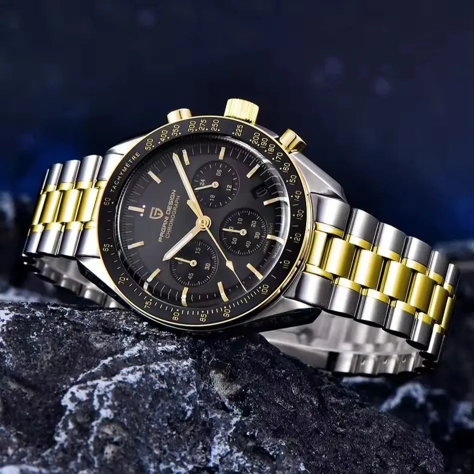 PAGANI DESIGN 2025 New Moon Men's Watches Luxury Quartz Watch Man Chronograph VK63 Men Gifts AR Sapphire Mirror Luminous Clock