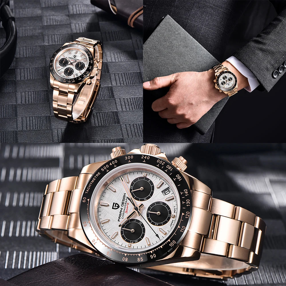 PAGANI DESIGN Men Watches Luxury Automatic Date Watch Men Quartz Watches For Men Brand Chronograph Japan VK63 Sapphire