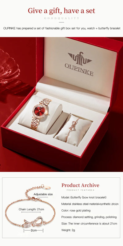 OUPINKE 3191 Luxury Women Watch Original Top Brand Waterproof Sapphire Mirror Diamond Watch Swiss Movement Quartz Women Watch
