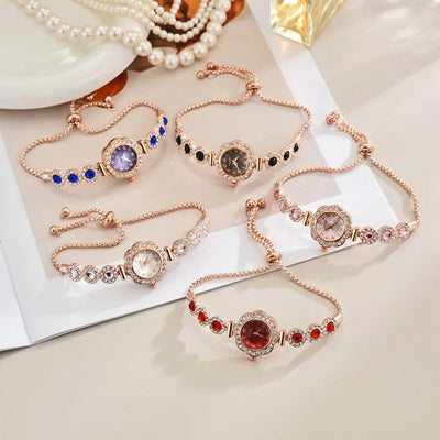 2025 Women's Luxury Flower-Shaped Quartz Watch with Diamond Accents