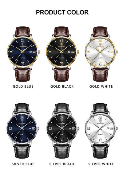 POEDAGAR Casual Wrist Watches For Men Luxury Business Genuine Leather Strap Luminous Quartz Man Watch Brand Top Waterproof 2023