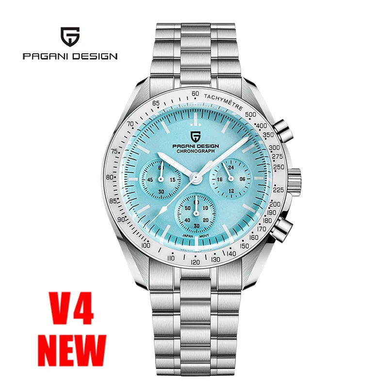 PAGANI DESIGN 2025 New Moon Men's Watches Luxury Quartz Watch Man Chronograph VK63 Men Gifts AR Sapphire Mirror Luminous Clock