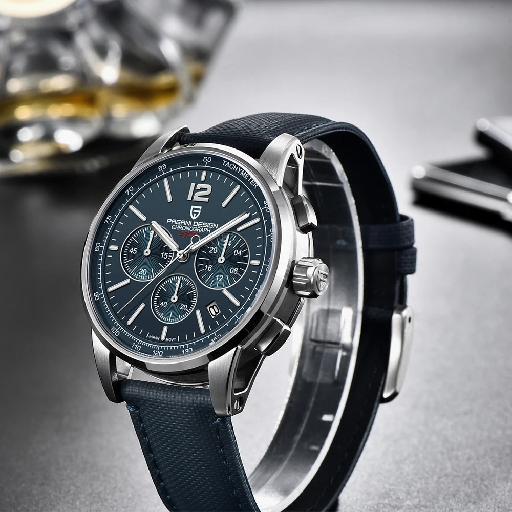 PAGANI DESIGN Quartz Watches for Men, VK63, Sports, Luxury, Sapphire Glass, Chronograph, Stainless Steel, PDYS008
