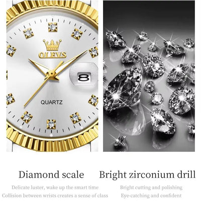OLEVS 5526 Women's Luxury Diamond Quartz Watch with Automatic Date