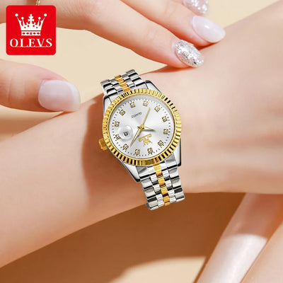 OLEVS 5526 Women's Luxury Diamond Quartz Watch with Automatic Date