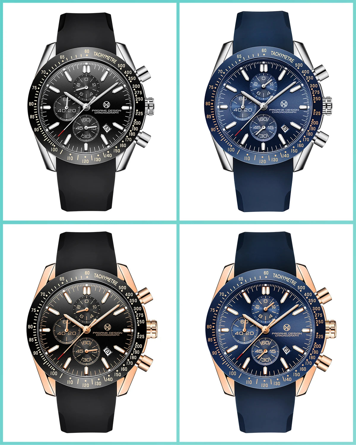 PAGANI DESIGN （Pagrne） New Men Quartz Watch Rubber Belt Men's Luxury Watch Fashion Casual Sports Male Clock Relogio Maasculino