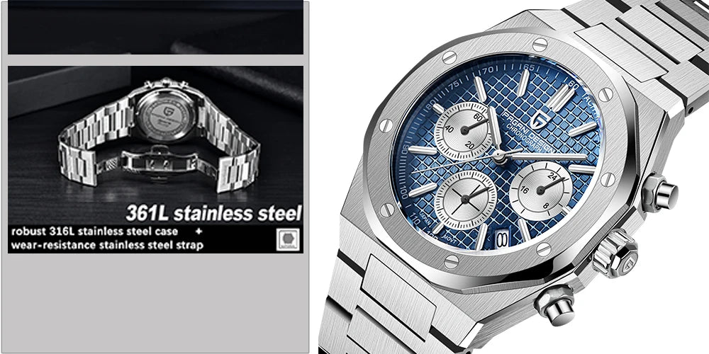 PAGANI DESIGN （Pagrne） New Men Quartz Watch Rubber Belt Men's Luxury Watch Fashion Casual Sports Male Clock Relogio Maasculino
