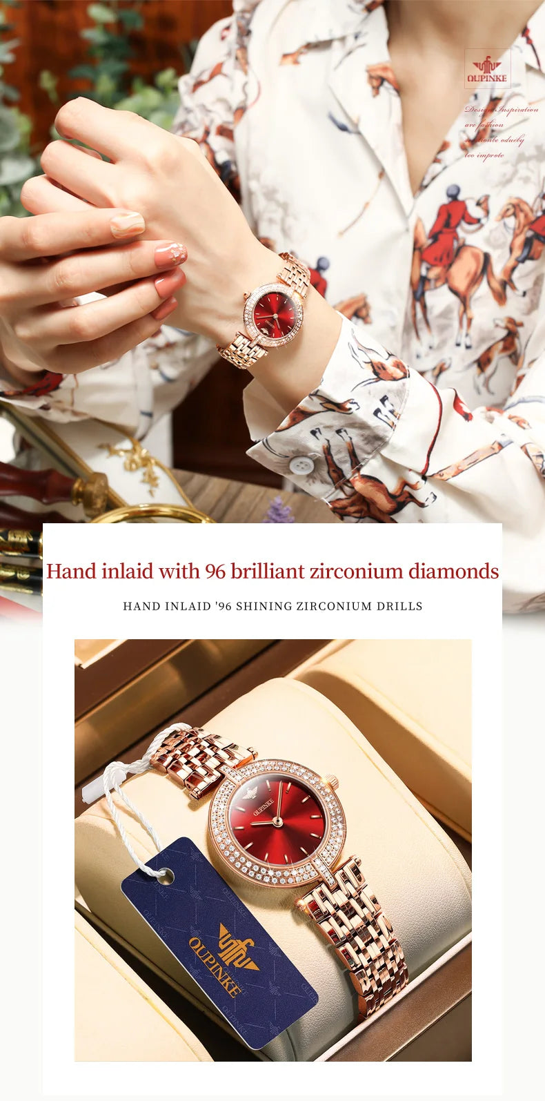 OUPINKE 3191 Luxury Women Watch Original Top Brand Waterproof Sapphire Mirror Diamond Watch Swiss Movement Quartz Women Watch