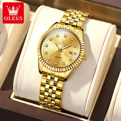 OLEVS 5526 Women's Luxury Diamond Quartz Watch with Automatic Date