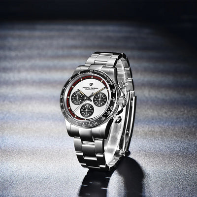 PAGANI DESIGN New Men's Quartz Watch Fashion Ceramic bezel Chronograph 100m Waterproof Men's Stainless Steel Watch