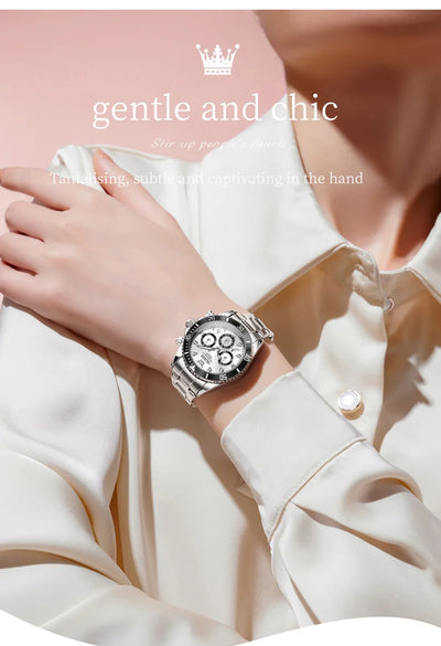 OLEVS 5632 Women Watch Original Luxury Quartz Watch Simple Date Chronograph Waterproof Luminous Clock HD Blue Gift Women Watch