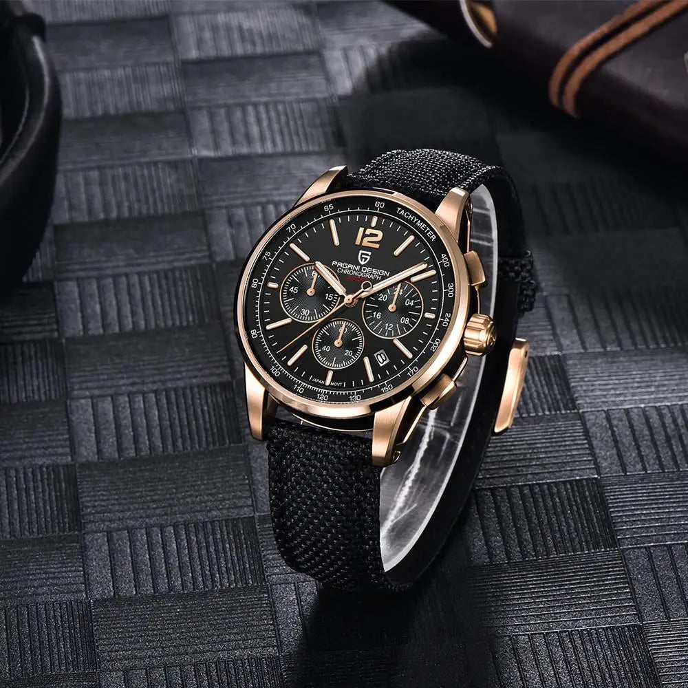 PAGANI DESIGN Quartz Watches for Men, VK63, Sports, Luxury, Sapphire Glass, Chronograph, Stainless Steel, PDYS008