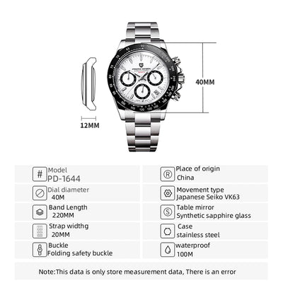 PAGANI DESIGN New 2024 Quartz Men's Watches Business Watch Mens Watches Top Brand Luxury Watch Men Chronograph VK63 Waterproof
