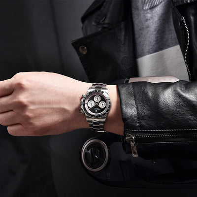 PAGANI DESIGN New Men's Quartz Watch Fashion Ceramic bezel Chronograph 100m Waterproof Men's Stainless Steel Watch