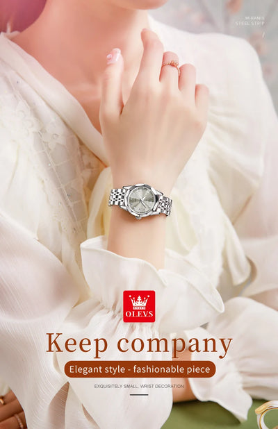 OLEVS Top Brand Elegant Women's Watches Rhombus Mirror Original Quartz Lady Wristwatch Diamond Stainless Fashion Waterproof