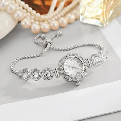 2025 Women's Luxury Flower-Shaped Quartz Watch with Diamond Accents