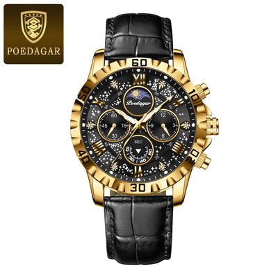 POEDAGAR Luxury Military Stainless Steel Sport Quartz Waterproof Luminous Watch