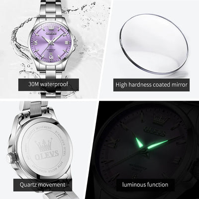 OLEVS 3668 Women Watch Fashion Elegant Roman Scale Waterproof Automatic Date Quartz Watch Luxury Brand Women Watch Reloj Mujer