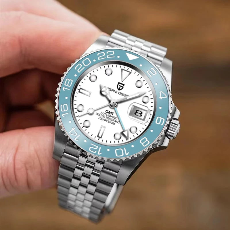 PAGANI DESIGN New 40MM GMT Watch White Dial Top Brand Luxury Men's Watch Ceramic Luminous Automatic Mechanical Watch