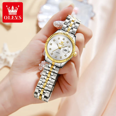OLEVS 5526 Women's Luxury Diamond Quartz Watch with Automatic Date