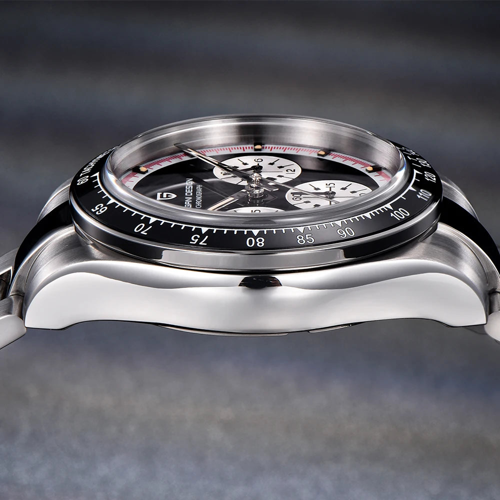 PAGANI DESIGN New Men's Quartz Watch Fashion Ceramic bezel Chronograph 100m Waterproof Men's Stainless Steel Watch