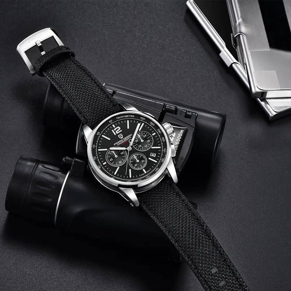 PAGANI DESIGN Quartz Watches for Men, VK63, Sports, Luxury, Sapphire Glass, Chronograph, Stainless Steel, PDYS008