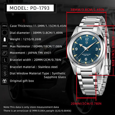 PAGANI DESIGN 2025 New VH31 Luxury Men's Quartz Watch with Luminous C3 Sapphire Stainless Steel Waterproof 10 Bar Reloj Hombre W