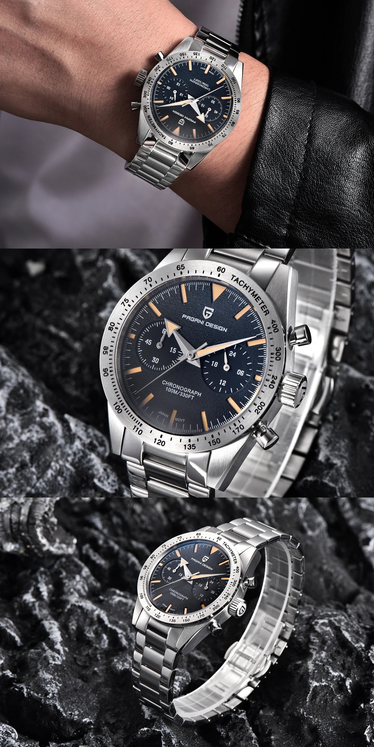 PAGANI DESIGN 2023 NEW Watches Quartz Watch For Men Speed Chronograph Waterproof VK64 AR Sapphire Mirror Wristwatch Reloj Hombre