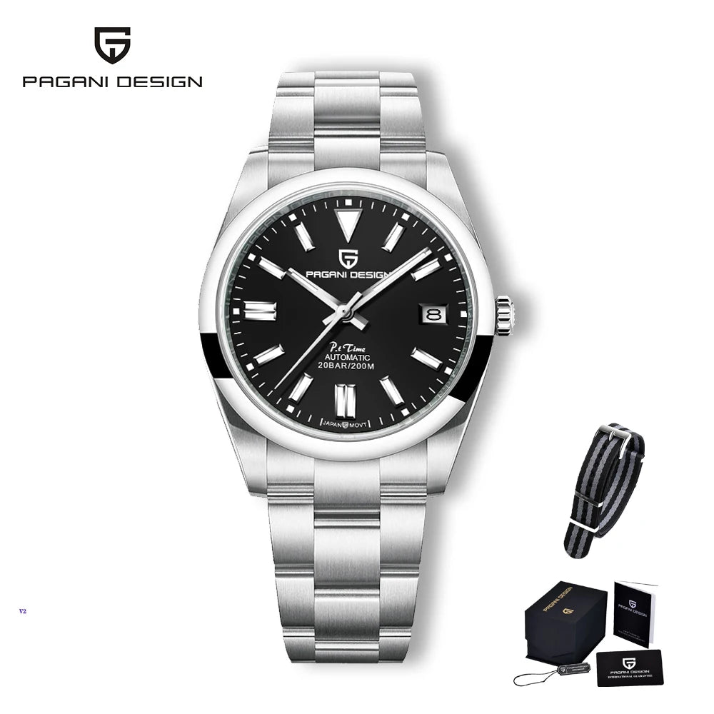 PAGANI DESIGN 2025 New Men's Mechanical Watch NH35 Luminous PD1690 Calendar Stainless Steel Sapphire Crystal Reloj Hombre
