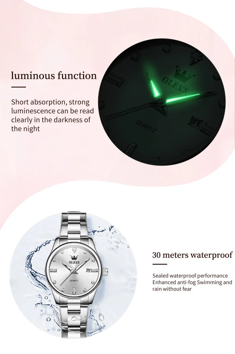 OLEVS Fashion Trend Watch for Women High Quality Waterproof Luminous Calendar Quartz Original Casual Simple Women Wrist Watches