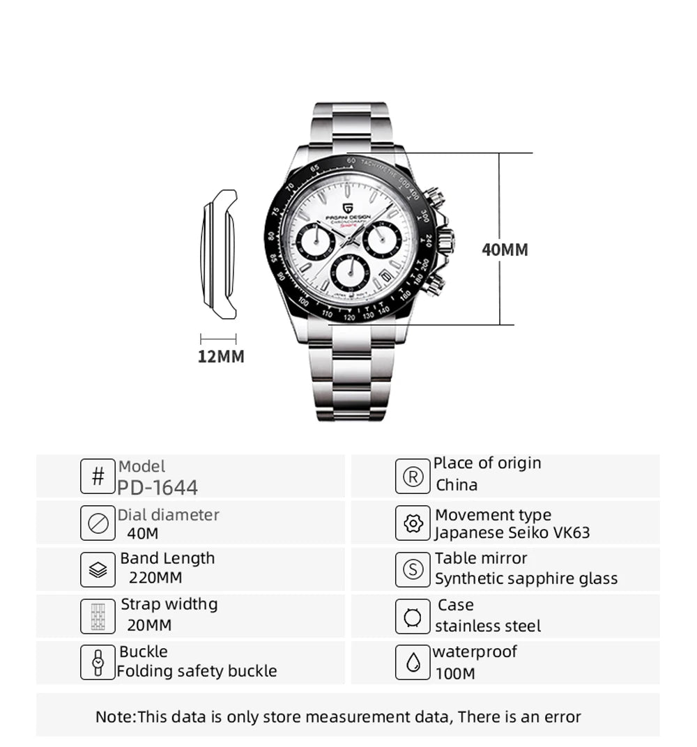 PAGANI DESIGN 2024 NH34 GMT Automatic Mechanical Stainless Steel Luxury Waterproof Men’s Watch