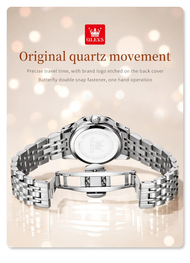 OLEVS Top Brand Elegant Women's Watches Rhombus Mirror Original Quartz Lady Wristwatch Diamond Stainless Fashion Waterproof