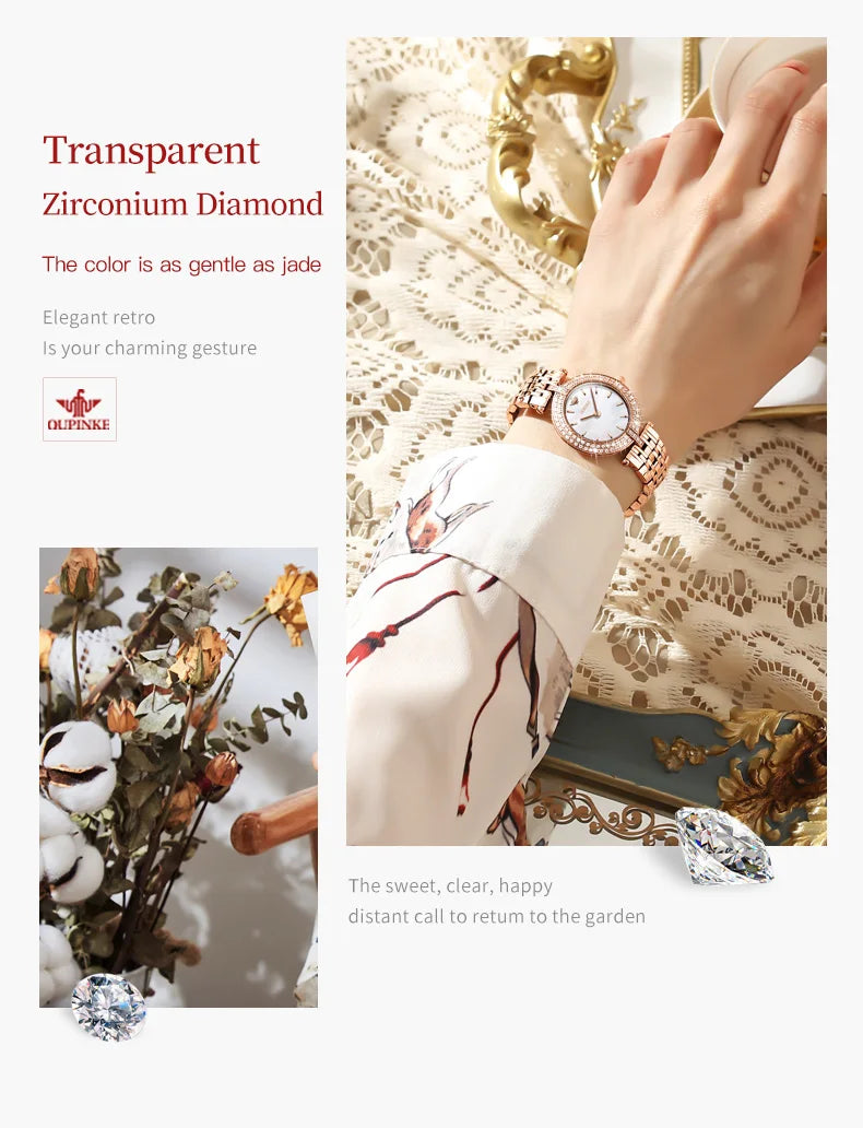 OUPINKE 3191 Luxury Women Watch Original Top Brand Waterproof Sapphire Mirror Diamond Watch Swiss Movement Quartz Women Watch