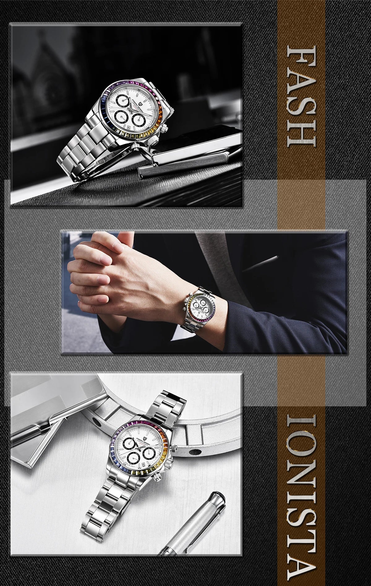 PAGANI DESIGN Men Watches Luxury Automatic Date Watch Men Quartz Watches For Men Brand Chronograph Japan VK63 Sapphire