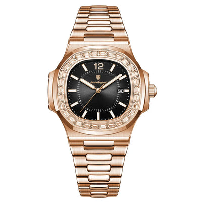 POEDAGAR Luxury Square Men's Stainless Steel Quartz Watch