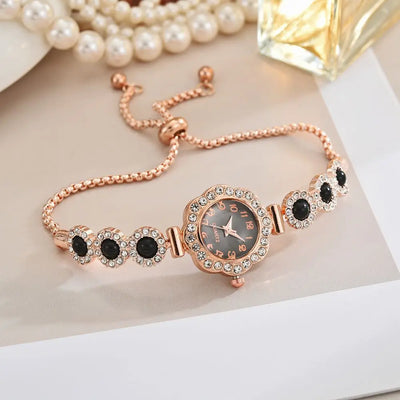 2025 Women's Luxury Flower-Shaped Quartz Watch with Diamond Accents