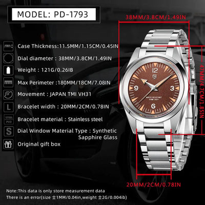 PAGANI DESIGN 2025 New VH31 Luxury Men's Quartz Watch with Luminous C3 Sapphire Stainless Steel Waterproof 10 Bar Reloj Hombre W