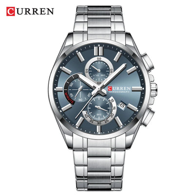 CURREN Men's Watches Top Brand Luxury Watch for Men Original Waterproof Stainless Steel Chronograph Moon Phase Date Rota Dial