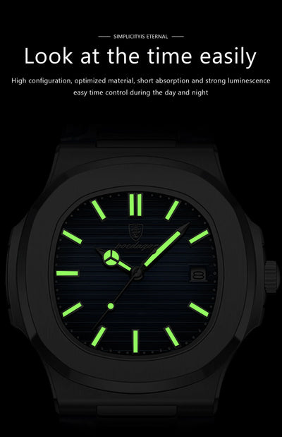 POEDAGAR Casual Square Men's Watch Waterproof Date Luminous Leather Man Quartz Watch High Quality Luxury Fashion Watches For Men