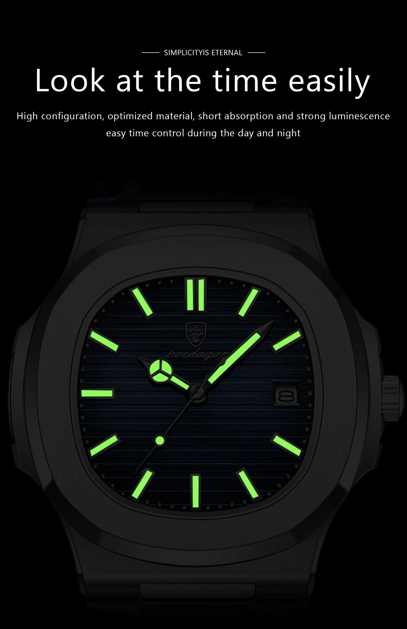 POEDAGAR Casual Square Men's Watch Waterproof Date Luminous Leather Man Quartz Watch High Quality Luxury Fashion Watches For Men