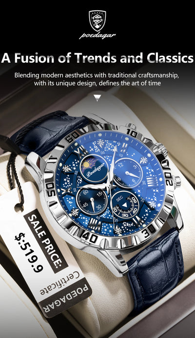 POEDAGAR Luxury Sport Quartz Military Stainless Steel Luminous Waterproof Watch