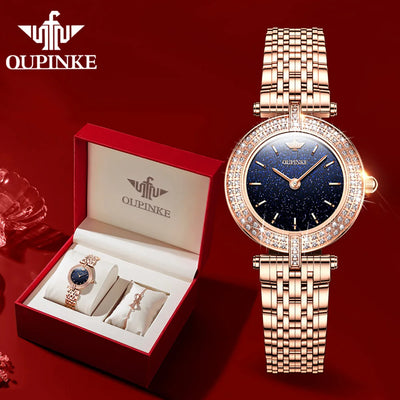 OUPINKE 3191 Luxury Women Watch Original Top Brand Waterproof Sapphire Mirror Diamond Watch Swiss Movement Quartz Women Watch