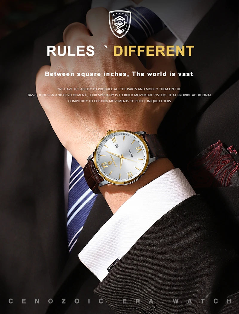 POEDAGAR Casual Wrist Watches For Men Luxury Business Genuine Leather Strap Luminous Quartz Man Watch Brand Top Waterproof 2023